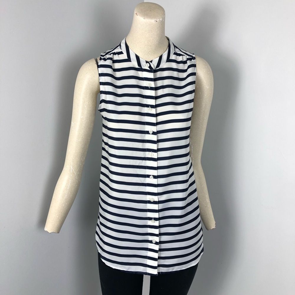 J. Crew Factory Printed Draped Top Striped